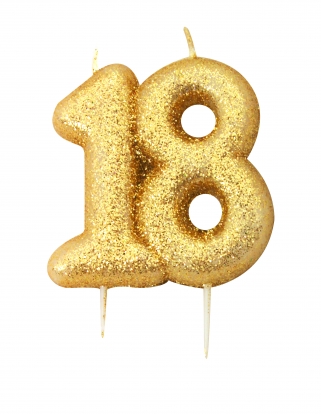 Свечка "18",  золотая